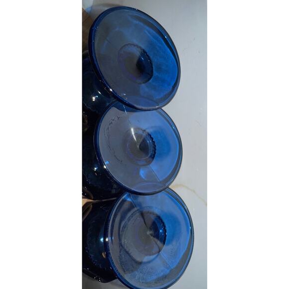 Vintage TIARA Glass Crown Imperial Blue 5 1/3" Wine Water Goblet Set Of 3 - Picture 3 of 7